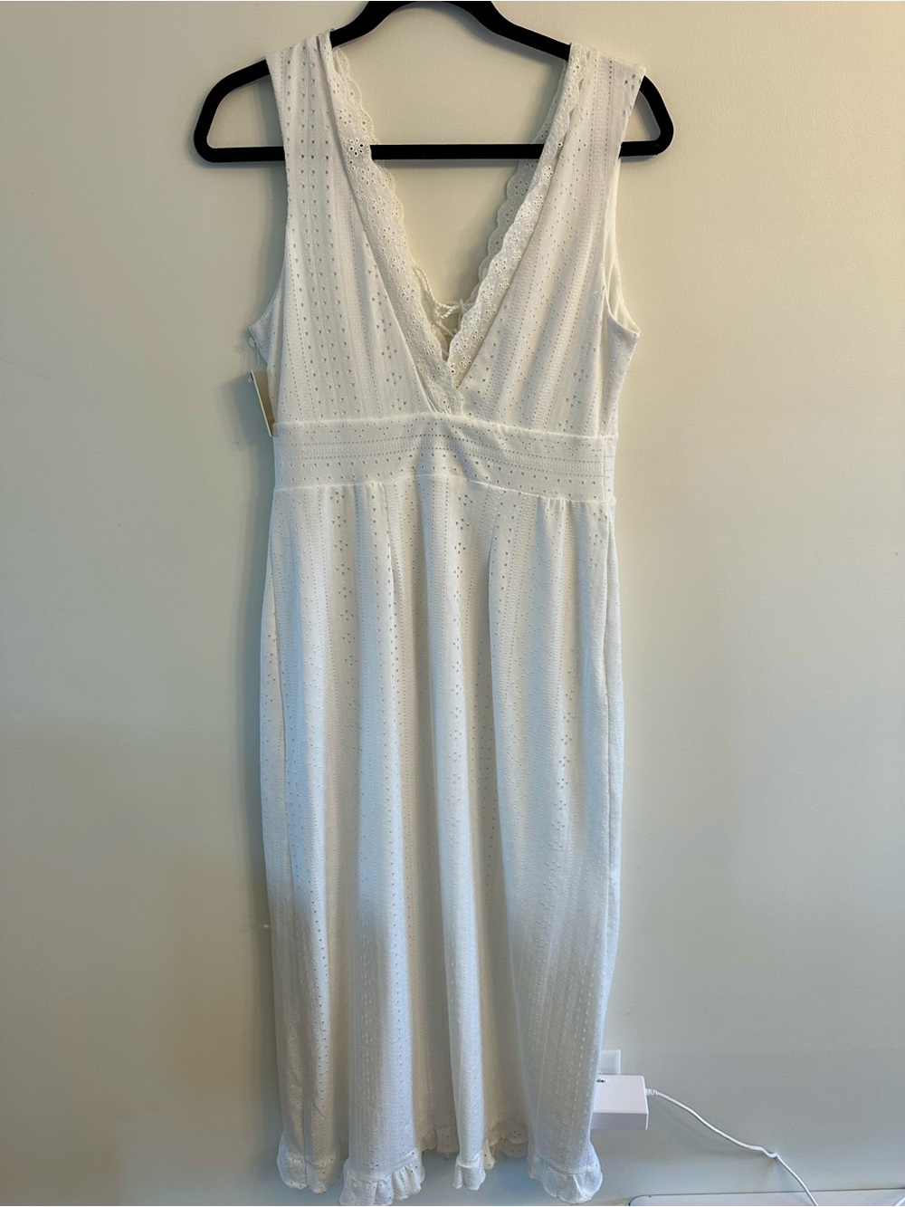 NWT DEX White Eyelet Maxi Dress Size M Cottagecore Summer